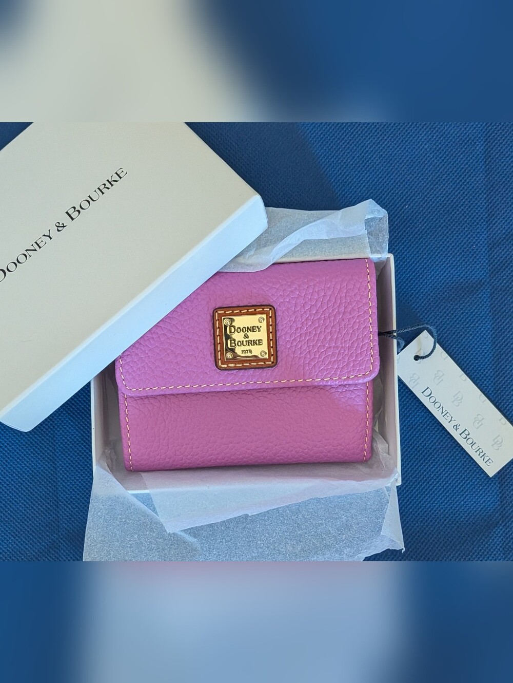 NWT! Dooney & Bourke Pebble Grain Small Flap Wallet in ORCHID